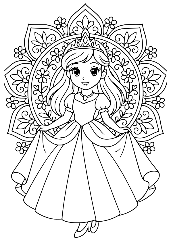 Princess 18 free coloring pages for kids