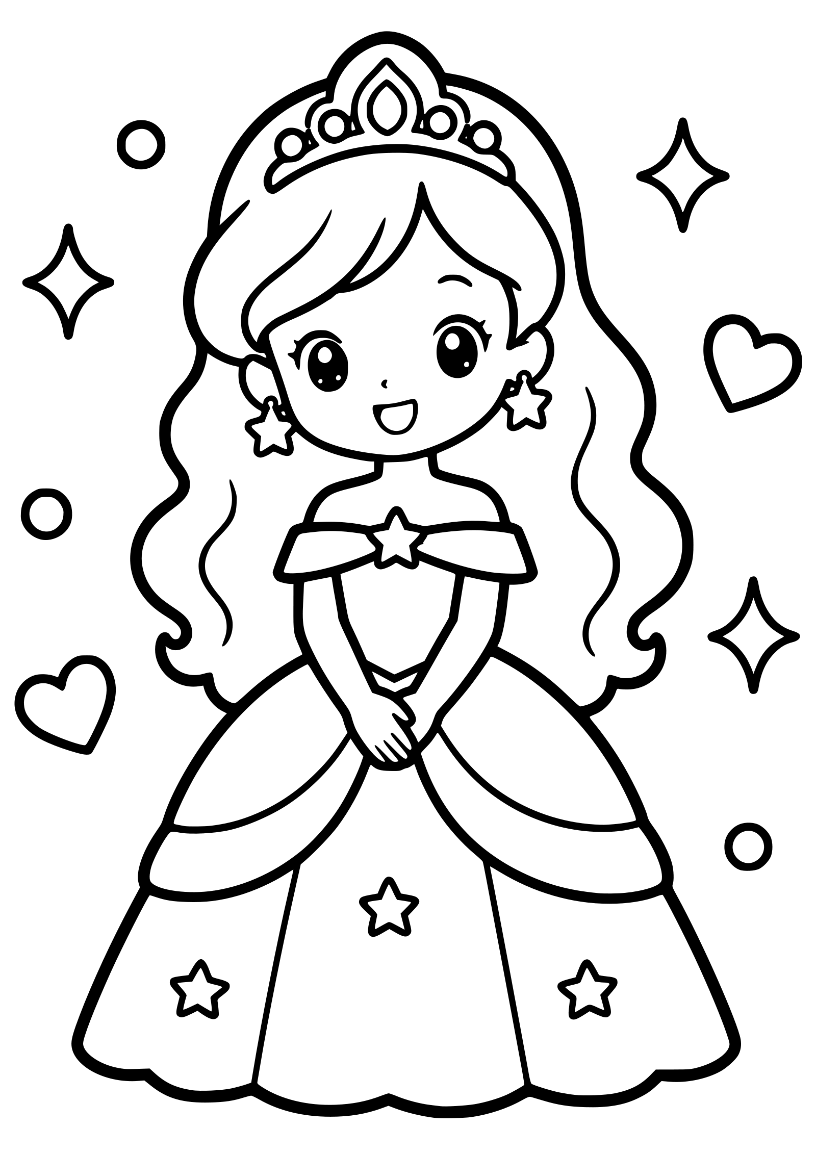 プリンセス３０の女の子の簡単な塗り絵です