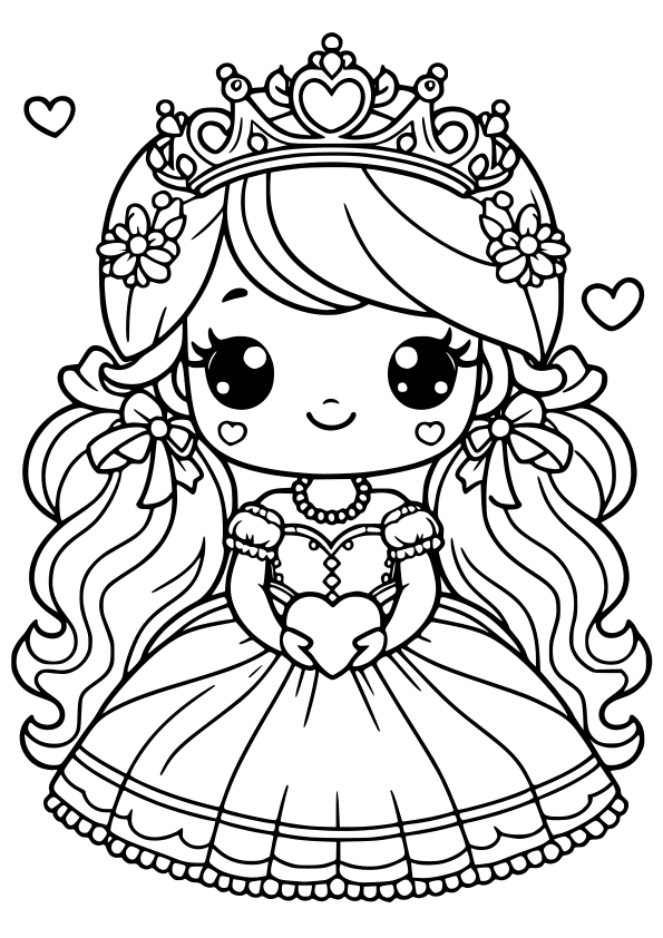 Princess Heart free coloring pages for kids