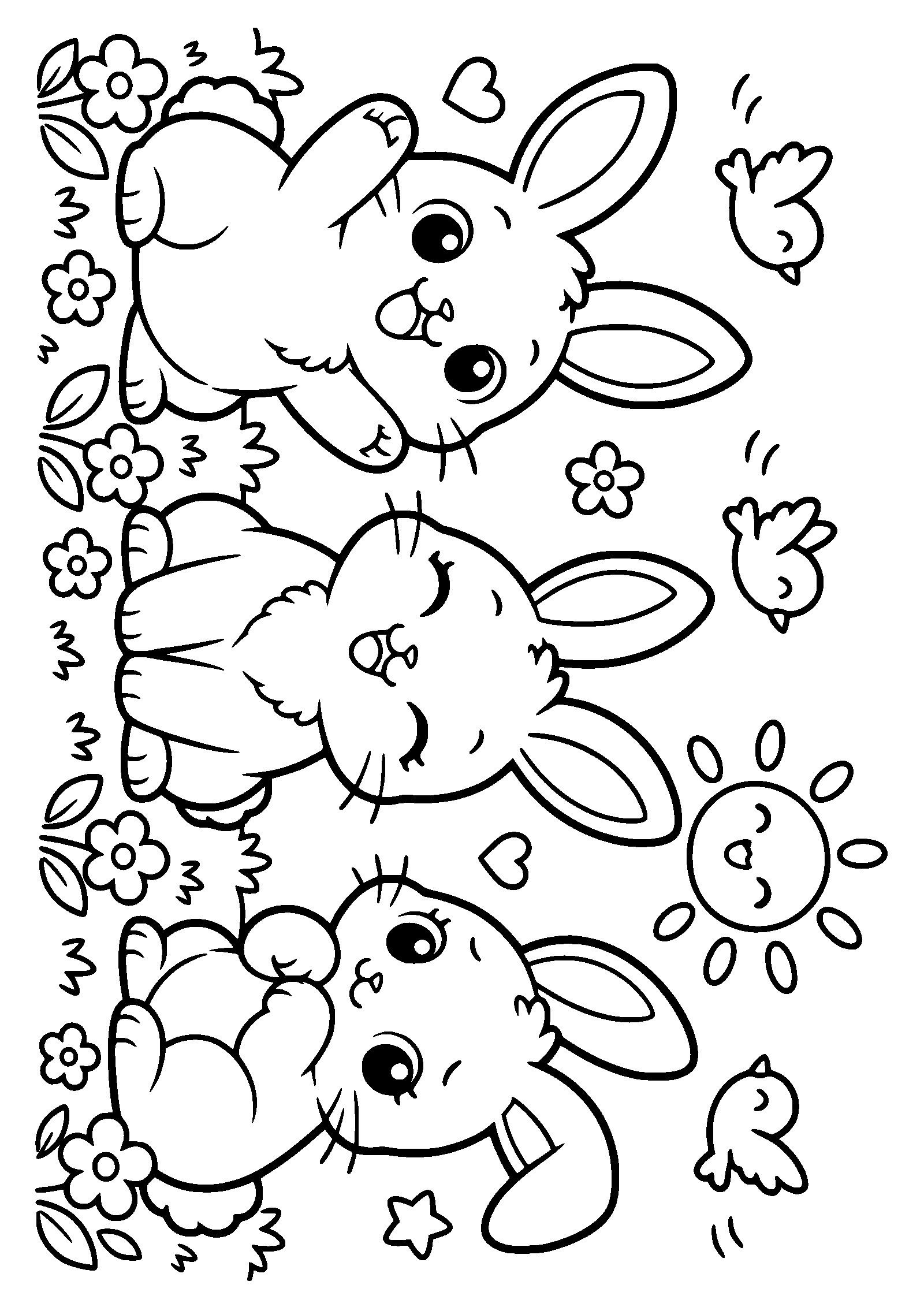 うさぎさんたちの動物塗り絵です