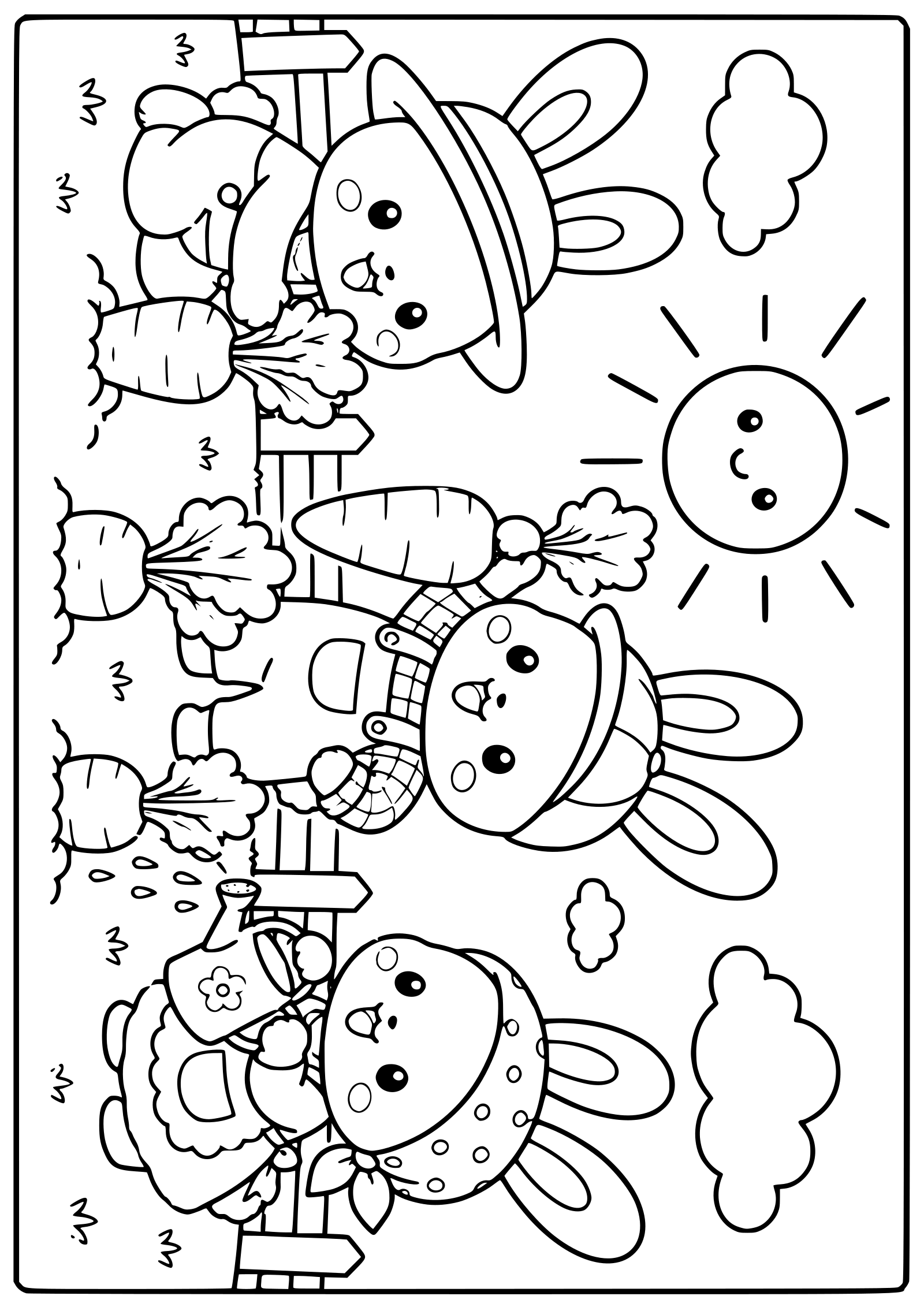 うさぎさんたちの動物塗り絵です