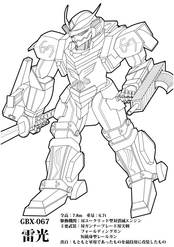 Premium12GunnerBladeDenko free coloring pages for kids