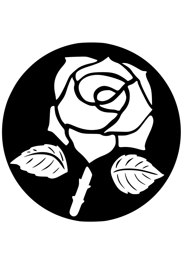 バラの花の簡単な黒白塗り絵です