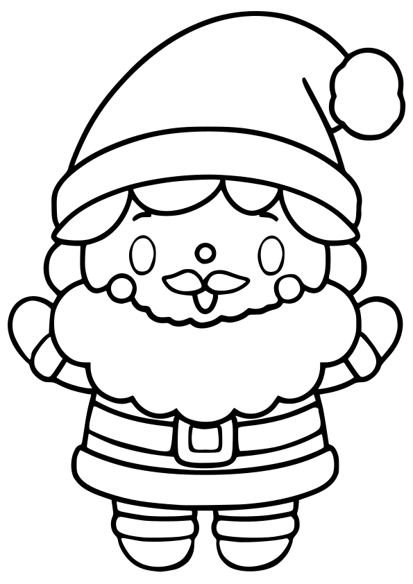 かわいいサンタクロースのクリスマスの冬の塗り絵です