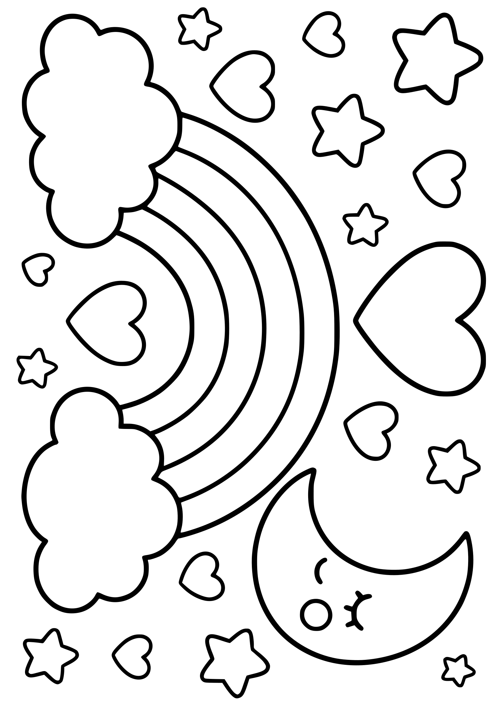 お空とハートの簡単な塗り絵です。