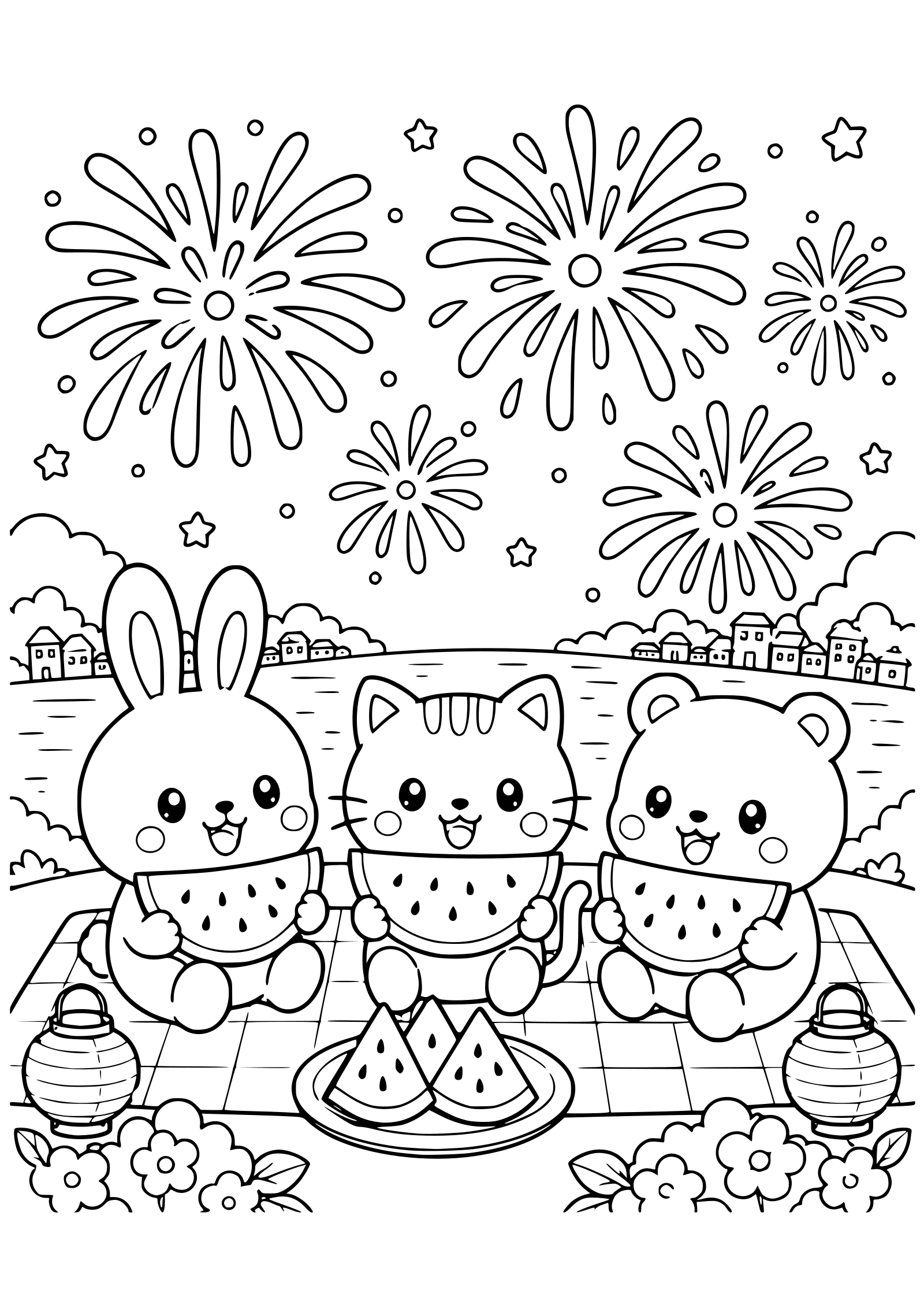 夏の動物さんの塗り絵です