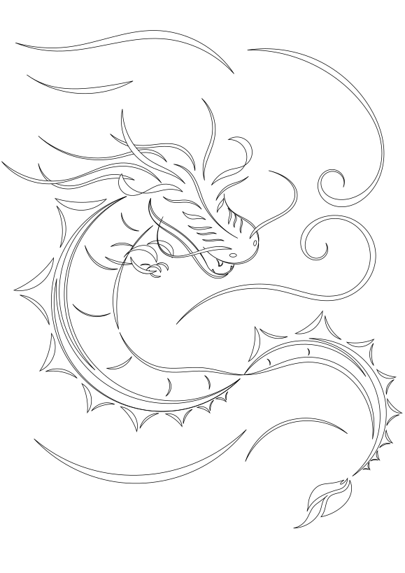Water Dragon free coloring pages for kids