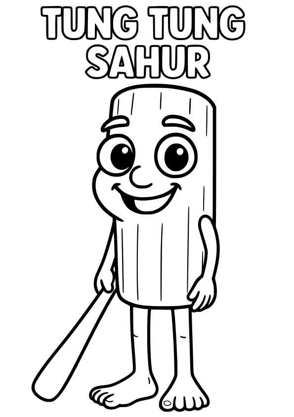 Tung Tung Sahur free coloring pages for kids