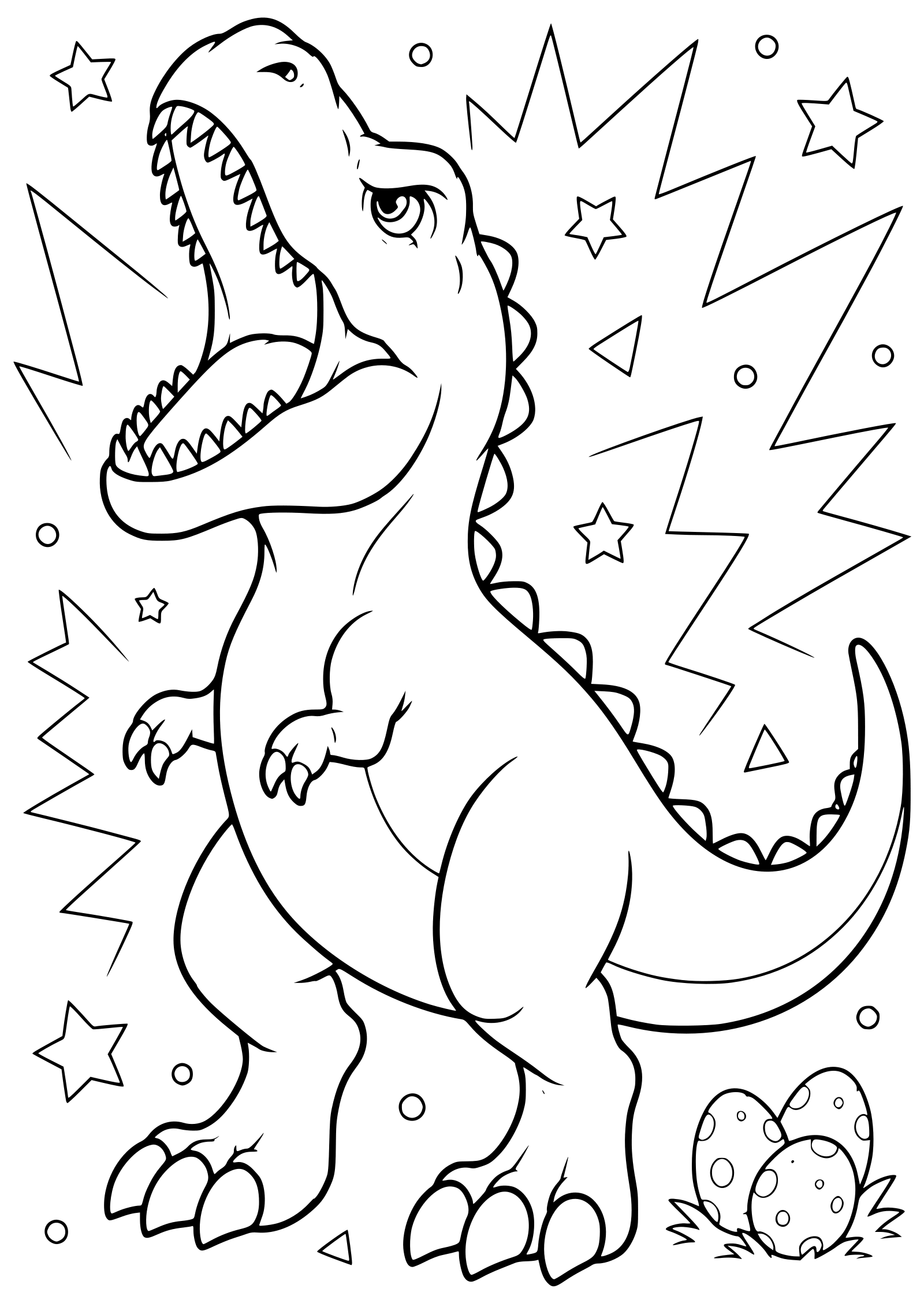 ティラノサウルス６の簡単な塗り絵です