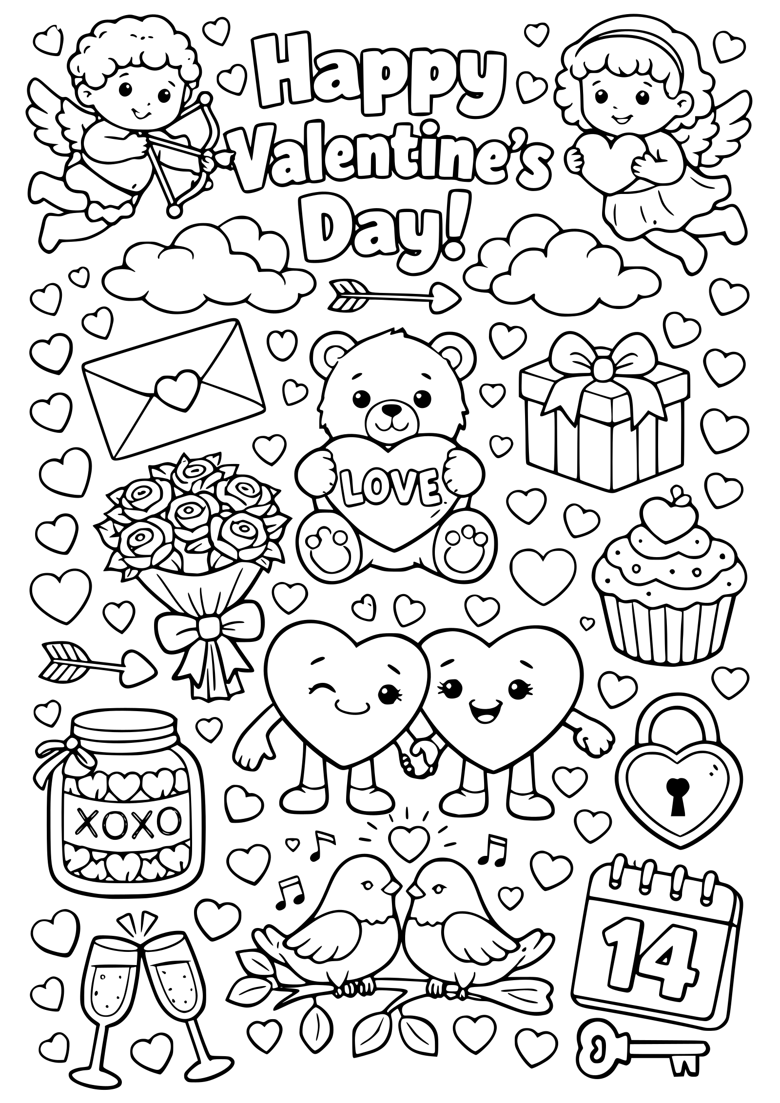 Valentines Day free coloring pages for kids
