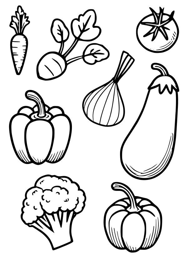 Vegetables free coloring pages for kids