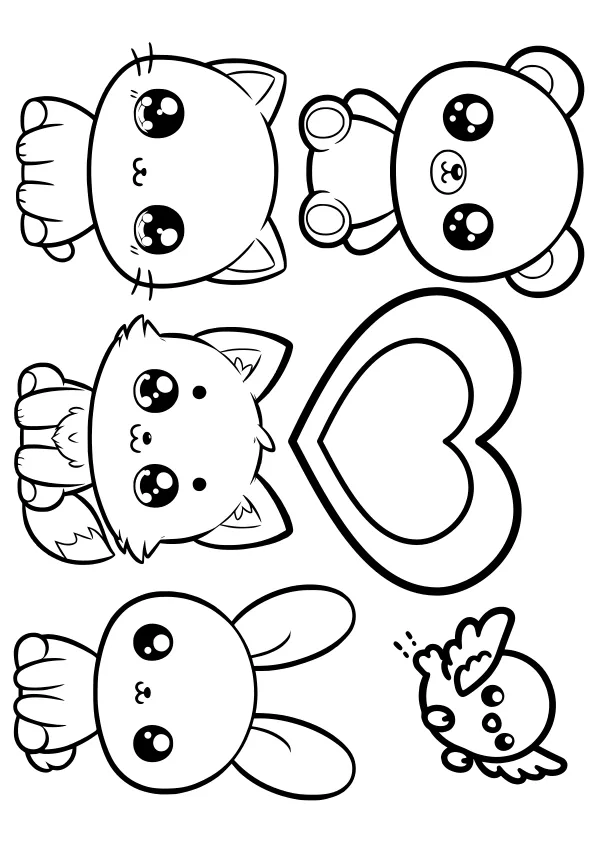 cute animals like doll easy coloring page for kids free printable