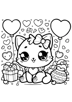 今週のランキングに入ったハート猫2の塗り絵です
