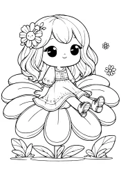 今週のランキングに入ったお花の女の子の塗り絵です