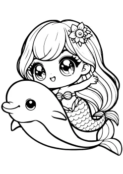 今週のランキングに入った人魚とイルカさんの塗り絵です