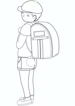 今週のランキングに入ったランドセルを背負う男の子の塗り絵です