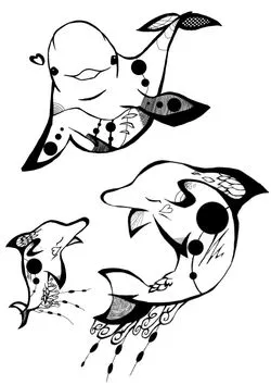 今週のランキングに入ったプレミアム5イルカの家族の塗り絵です
