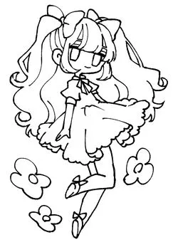 今週のランキングに入ったプレミアム6ドレス姿の女の子の塗り絵です