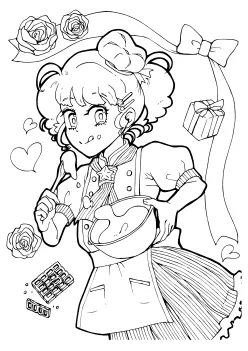 今週のランキングに入ったプレミアム18スイーツガールの塗り絵です