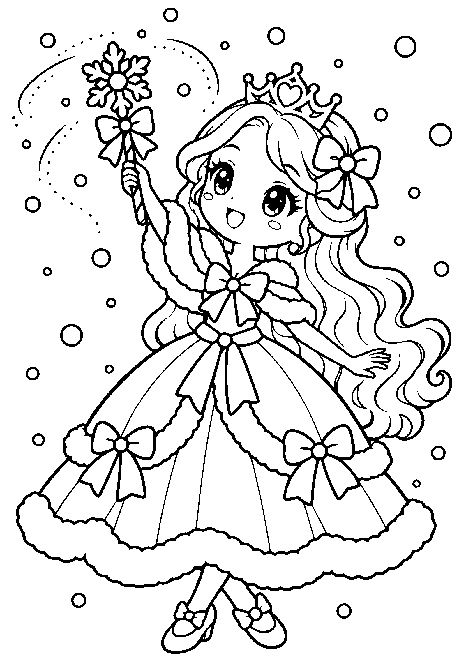 冬のプリンセスの女の子の塗り絵です