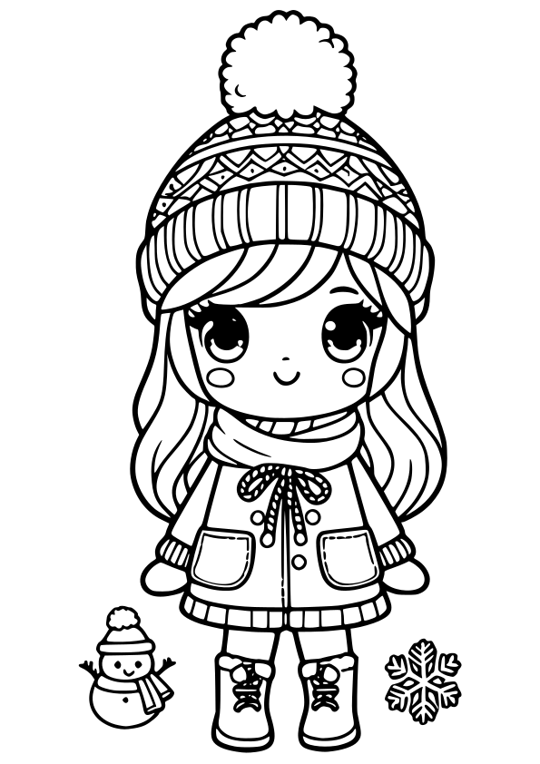 Winter Girl 2 free coloring pages for kids