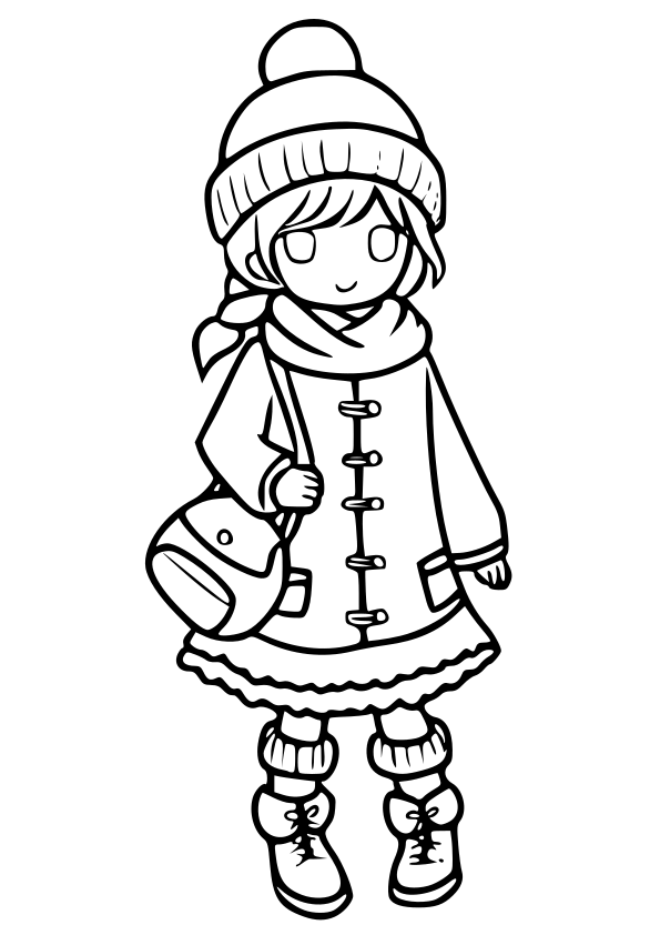 Winter Girl 4 free coloring pages for kids