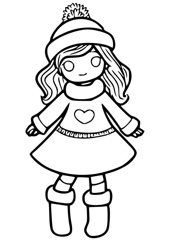 Winter girl 5 free coloring pages for kids