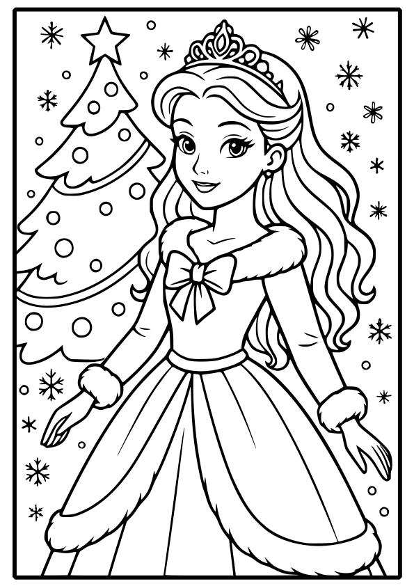 Winter Princess free coloring pages for kids